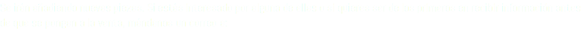 Se irán añadiendo nuevas piezas. Si estás interesado por alguna de ellas o si quieres ser de los primeros en recibir información antes de que se pongan a la venta, mándanos un correo a: